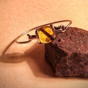 Vintage Handmade Sterling Silver And Glass Bracelet